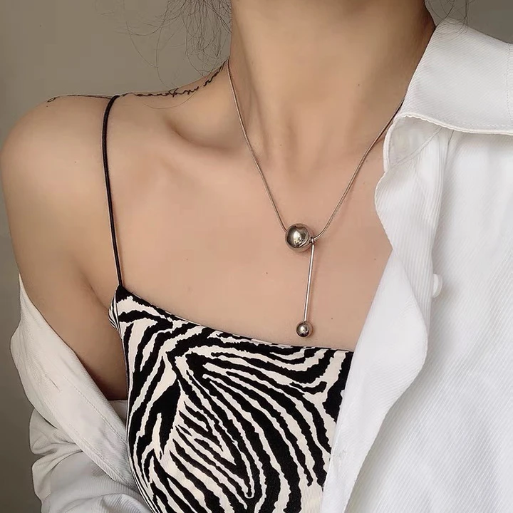钛钢项链 不掉色气质球球项链女小众ins嘻哈风项链 X-180