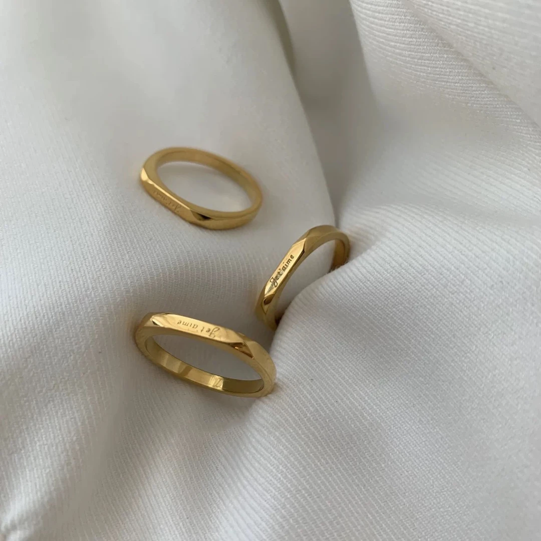 钛钢戒指 法语我爱你不掉色小众精致轻奢ins高级感戒指指环 J-629