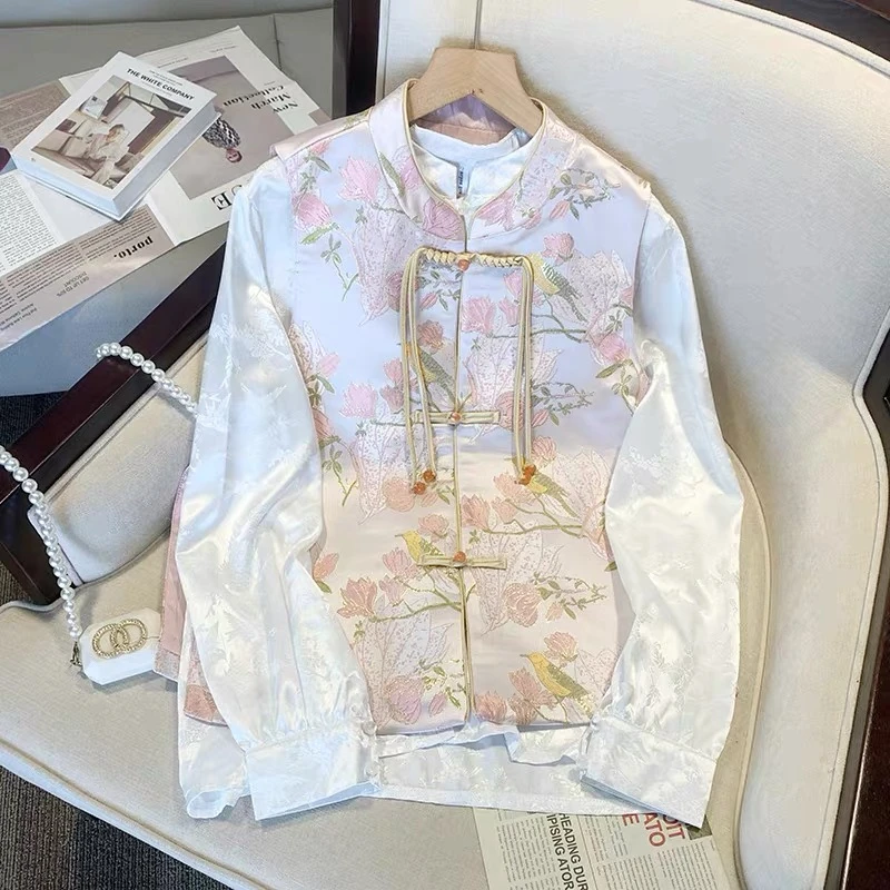 春季新中式国风复古立领提花马甲女时尚气质显瘦网红马夹女休闲上