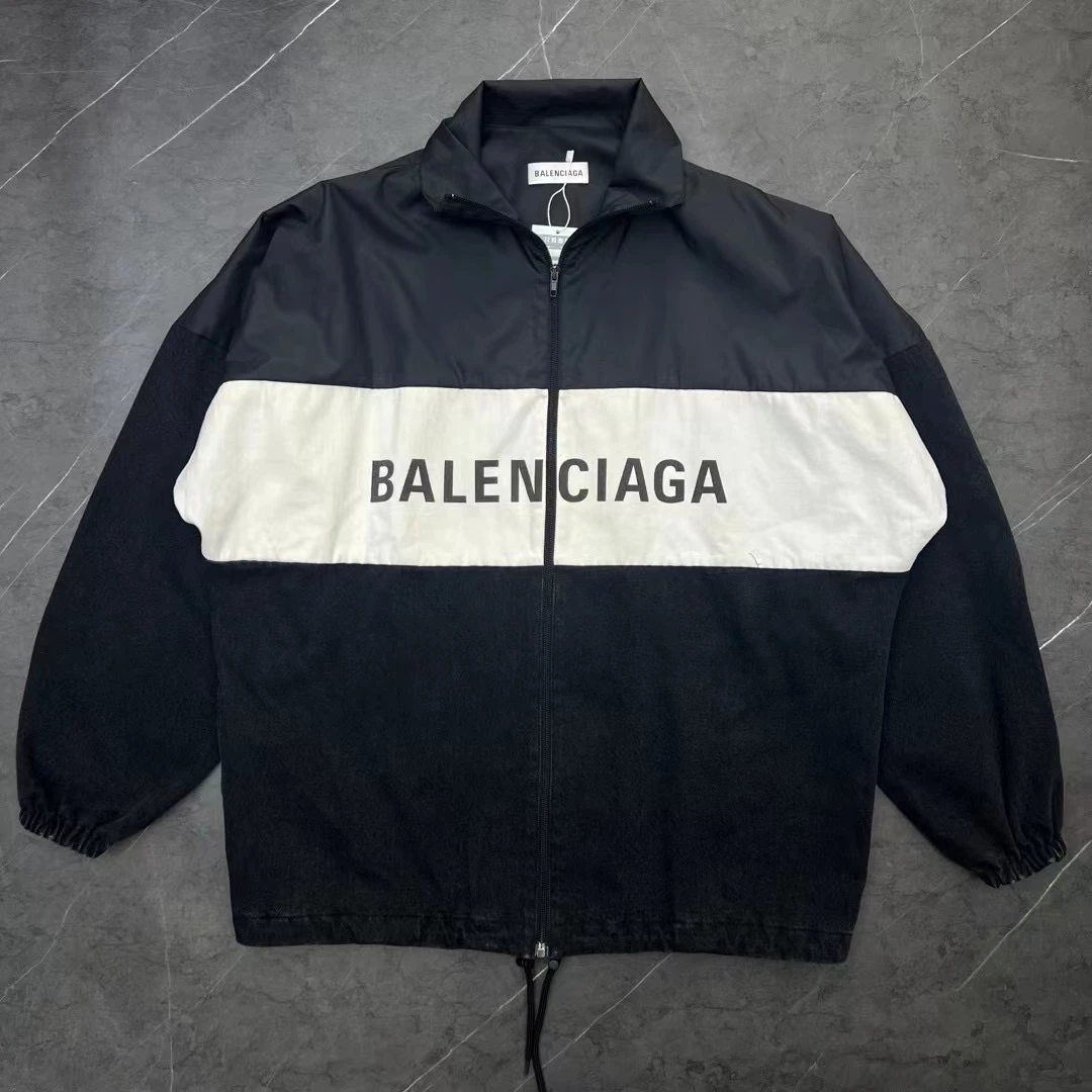 Balenciaga/99新/34码 巴黎世家 牛仔刺绣拼接拉链夹克