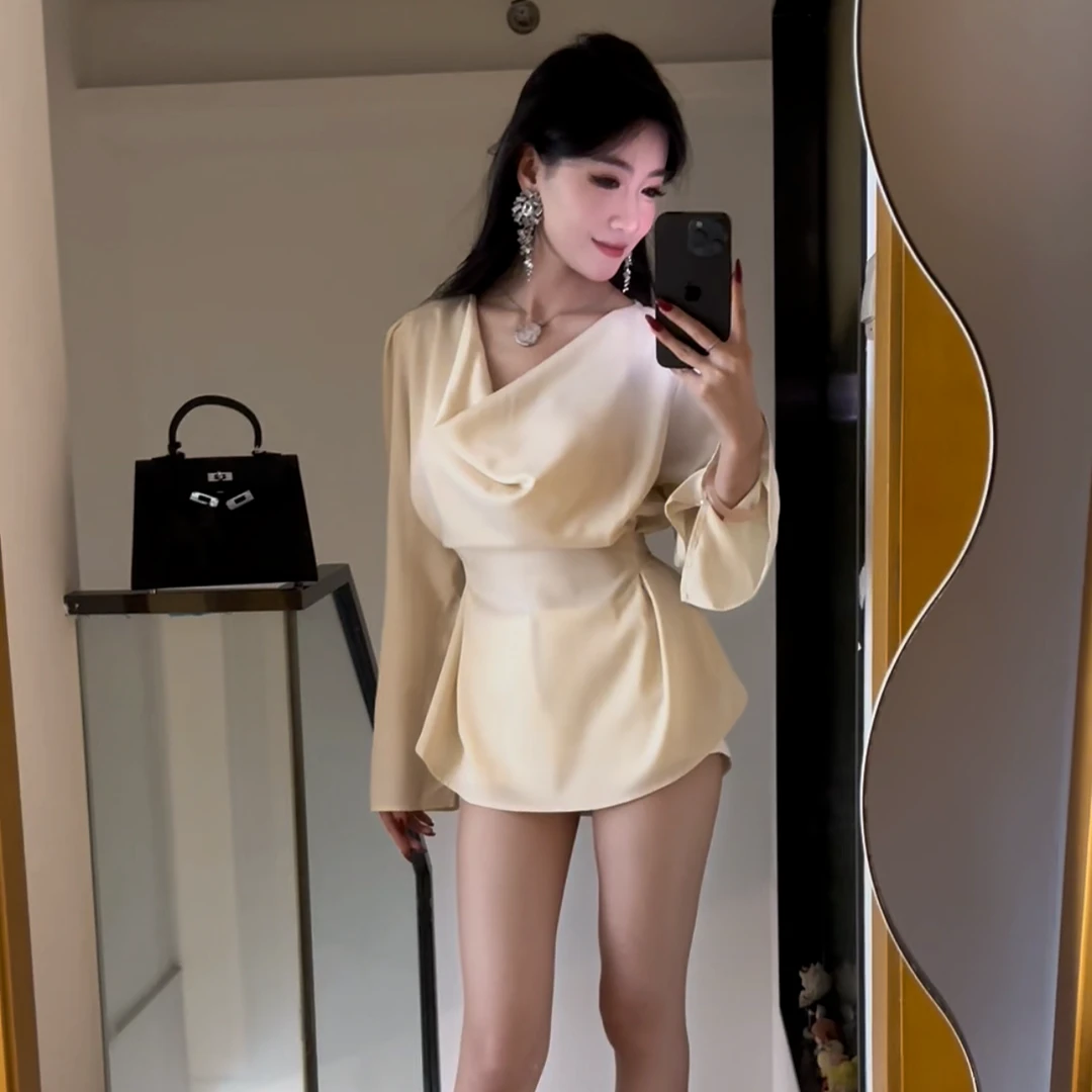 春季新款气质高级感长袖显瘦衬衫女设计感荡领冰凉上衣薄款防晒衫