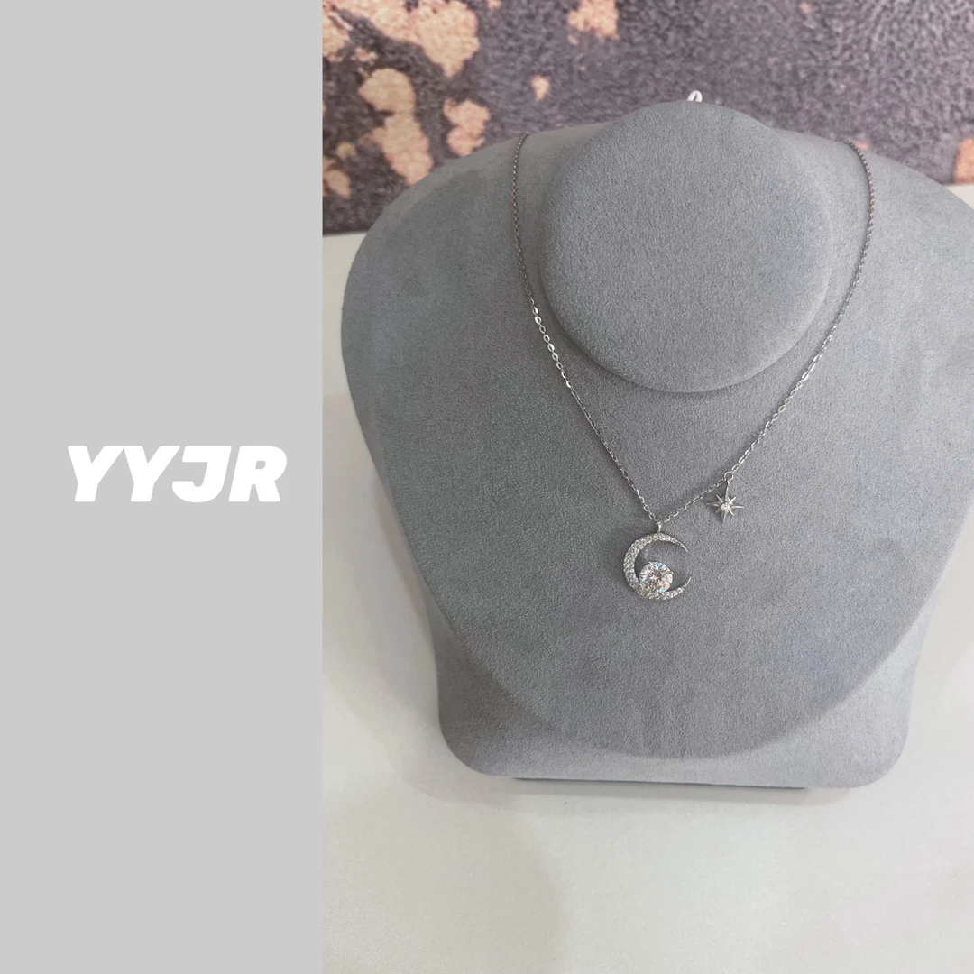 链子925银合成锆石 时尚百搭高级月亮项链