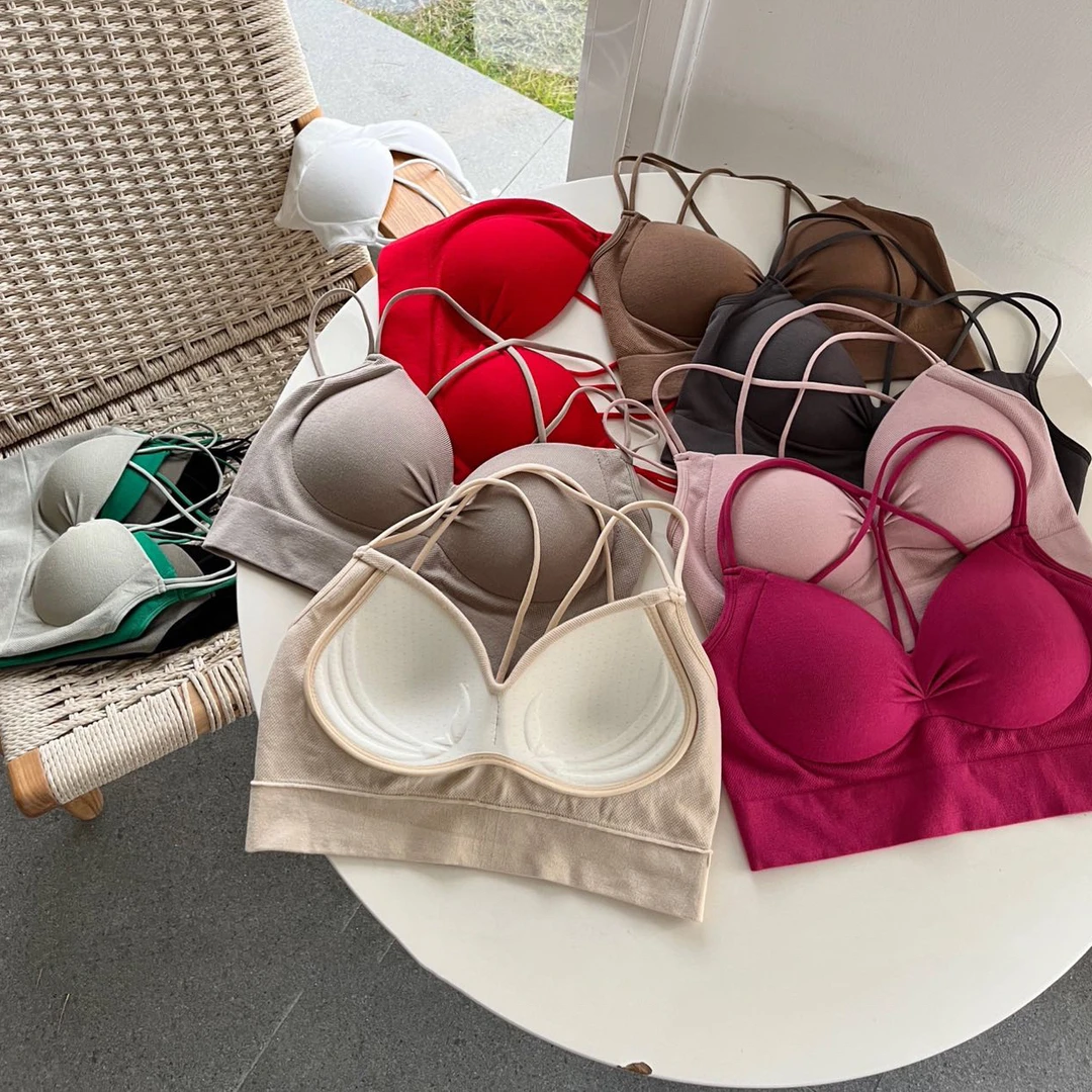 简约瑜伽内搭吊带女韩版打底夏季一体式固定杯无钢圈美背百搭上衣