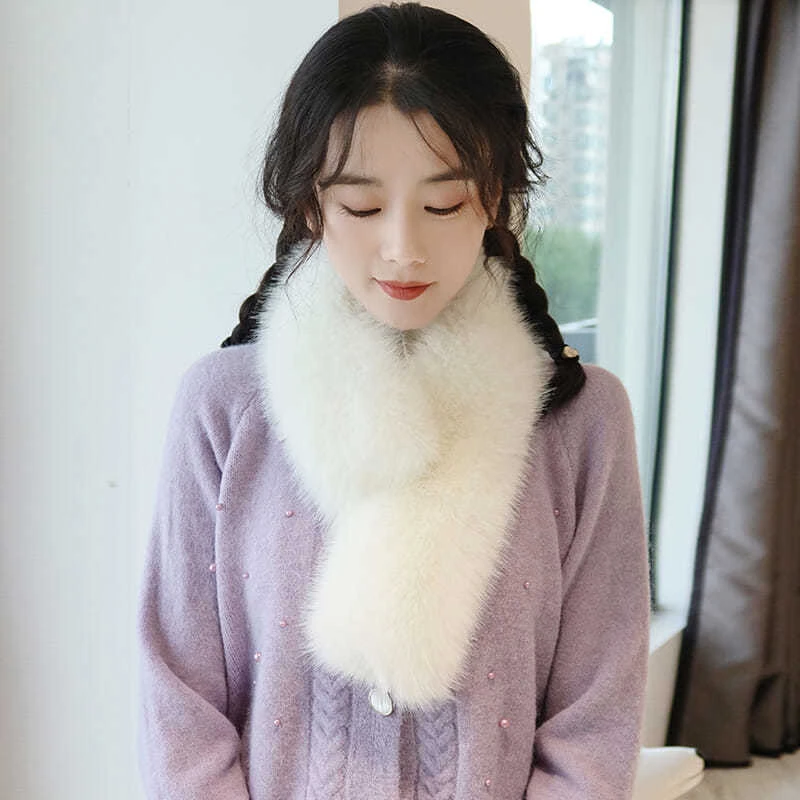 冬季新款毛领女韩版时尚百搭围脖毛毛款加厚保暖纯色毛毛领仿皮草