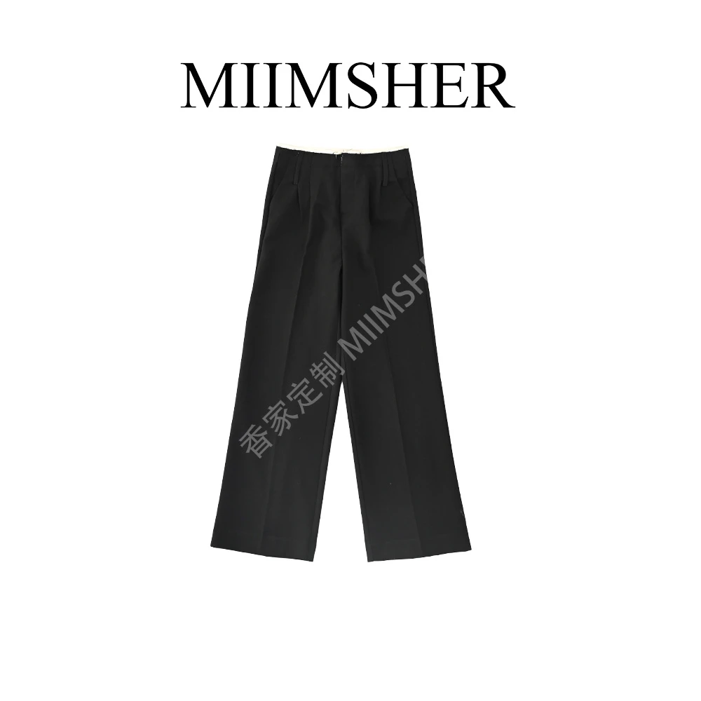 黑色马吉拉秋显瘦气质阔腿长裤老钱风穿搭休闲西服裤MS245094B