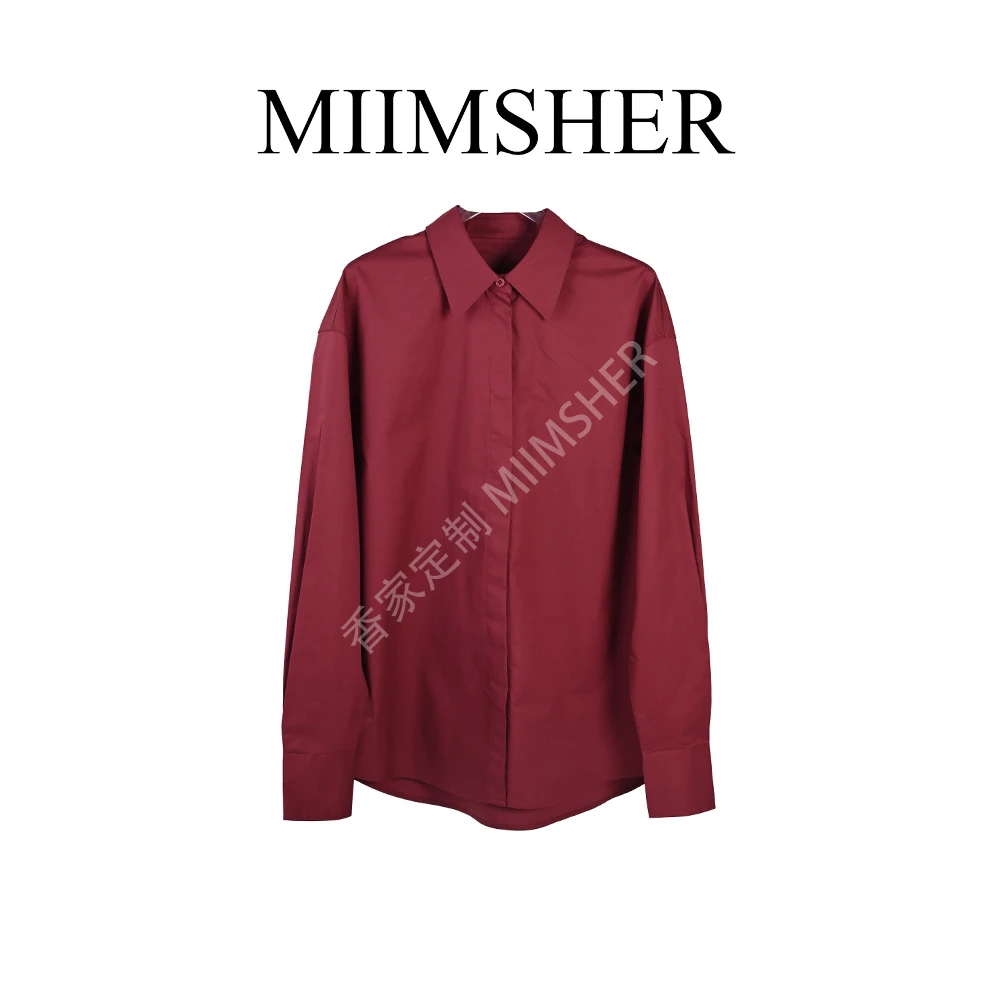 MIIMSHER安可拉红全棉新款阔版百搭宽松慵懒风上衣女衬衫MS243071
