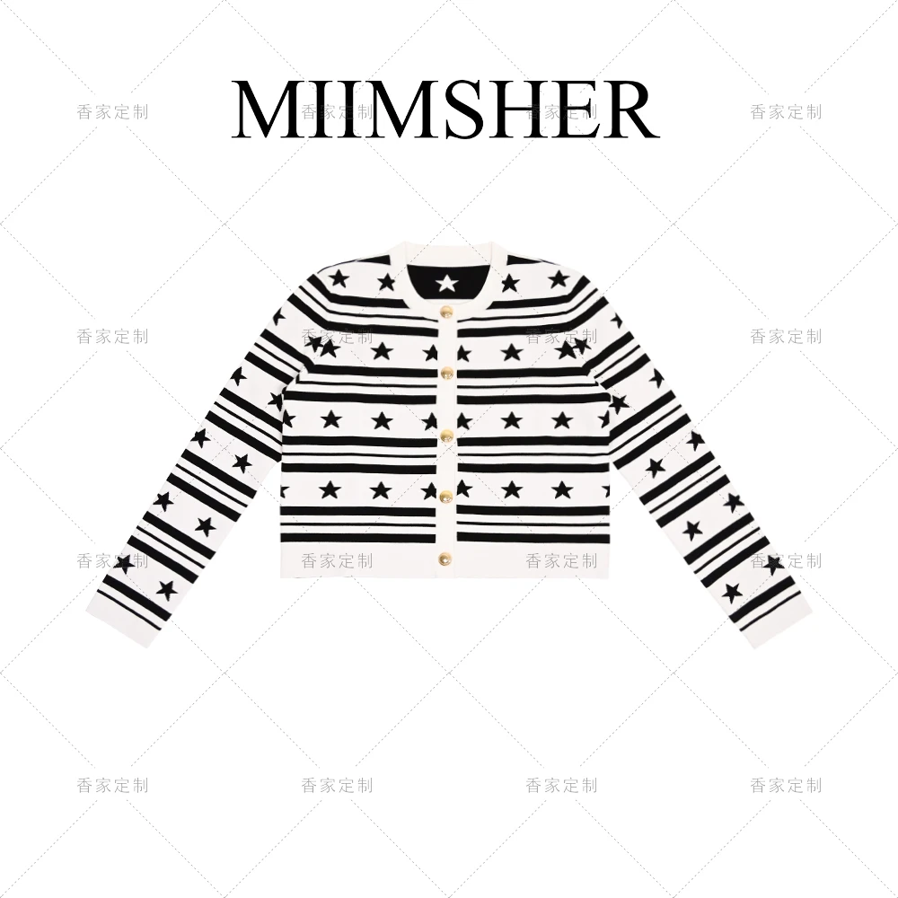 巴黎星空秋季新款金扣时尚百搭女长袖针织衫MS244128