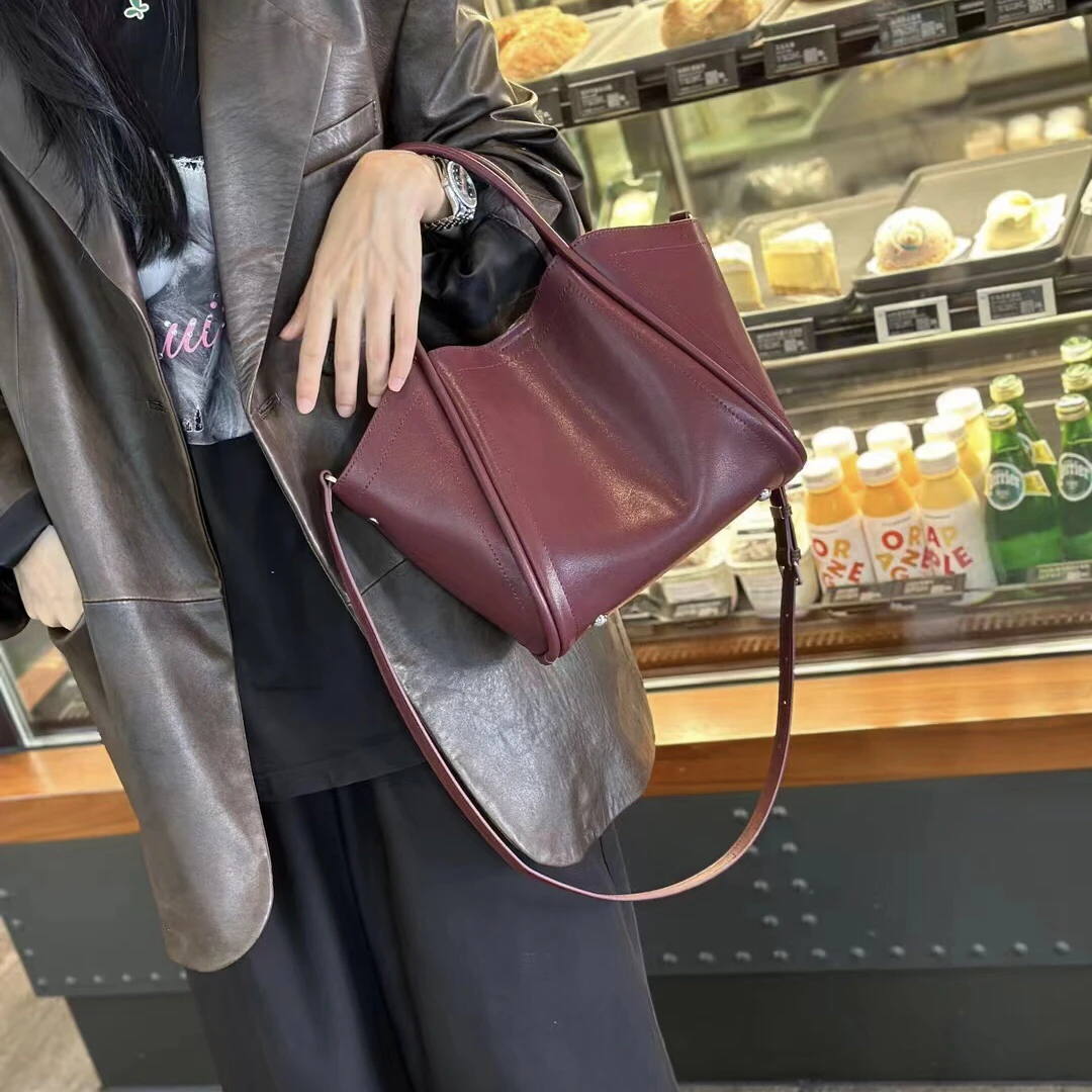 小河家真皮牛皮菜篮子包89056尺寸23-22