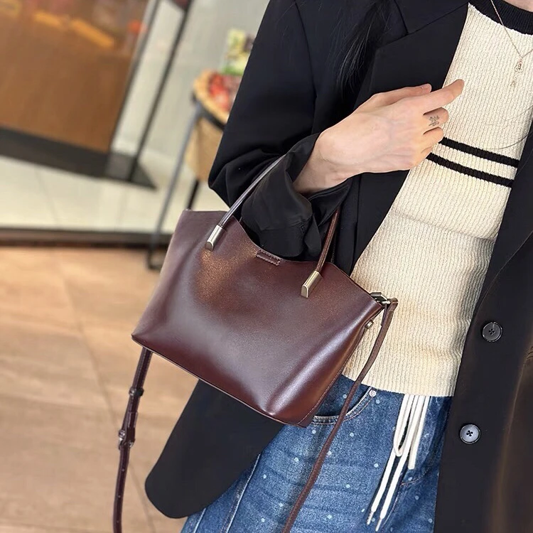 小河家真皮牛皮菜篮子包6308尺寸23-18