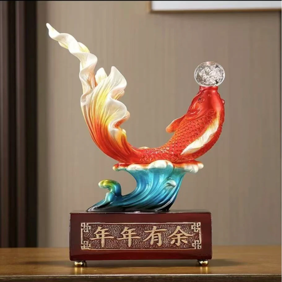 新款高档年年有余锦鲤家居客厅酒柜摆件乔迁新居展示柜礼物装饰品