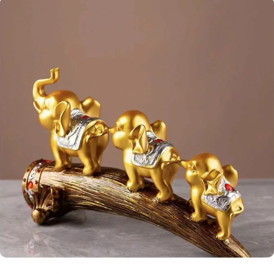 新款三只小象装饰品摆件大象客厅酒柜电视柜摆件创意家居玄关