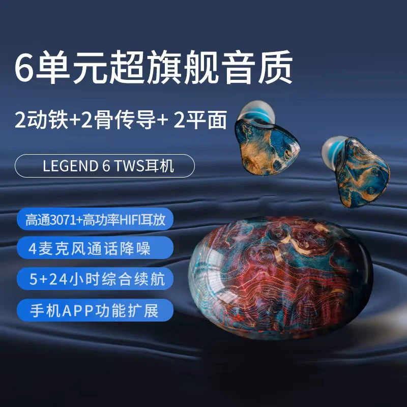 95新 GEEKFLY Legend 6 传说6 2动铁2骨传导2平面TWS