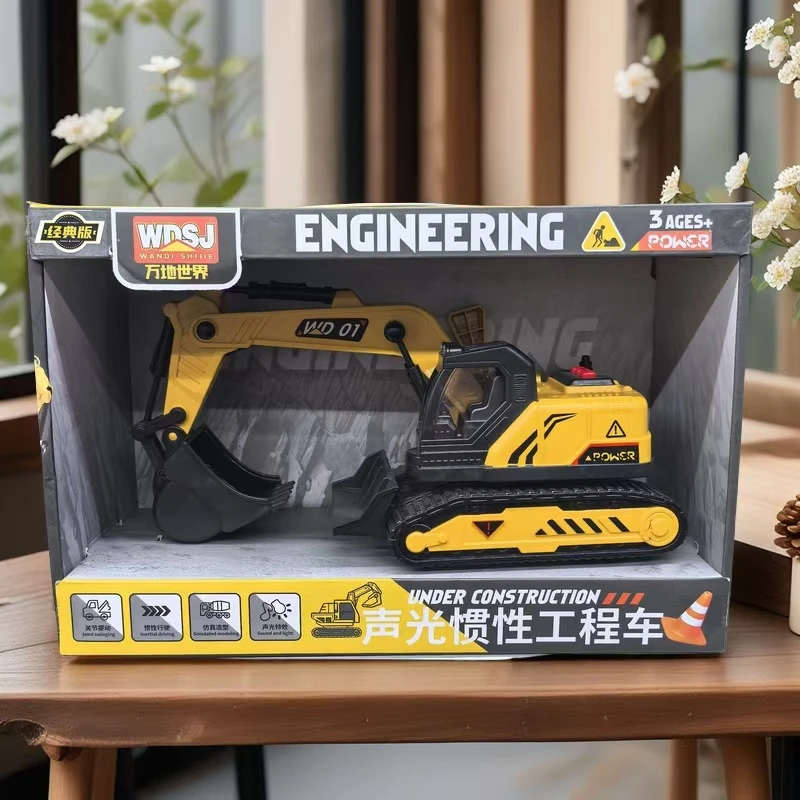 儿童益智早教大号惯性声光讲故事仿真履带挖掘机带挖机礼盒玩具