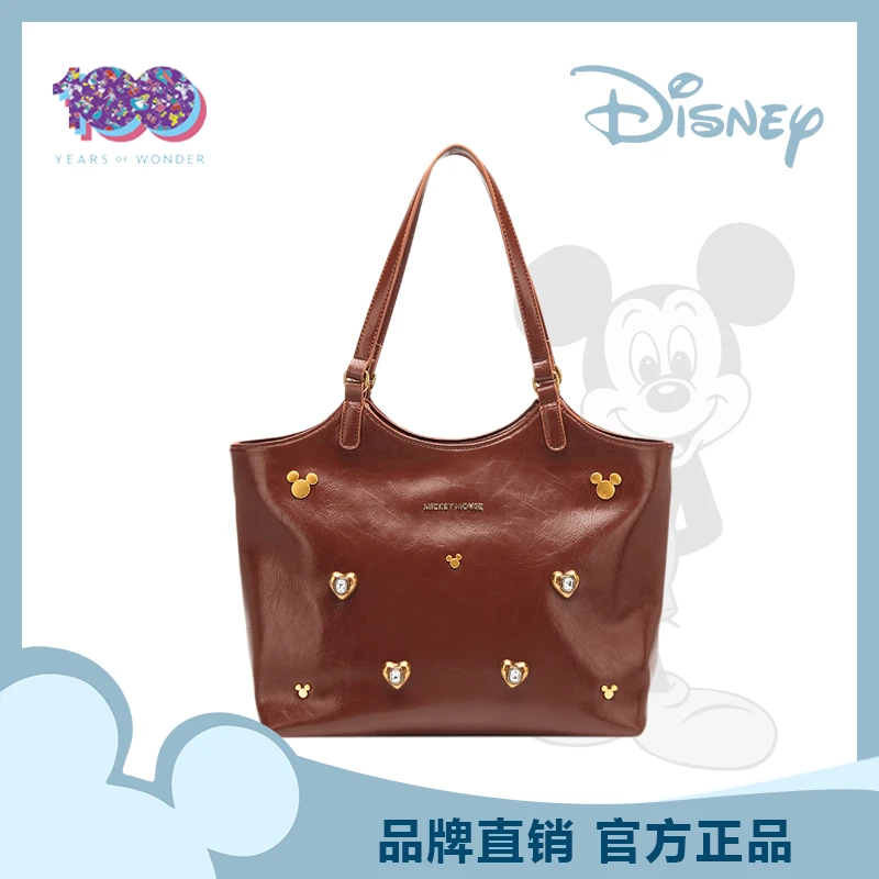 【寰球女包】「迪士尼100周年纪念款」米奇托特休闲镶钻通勤单肩包