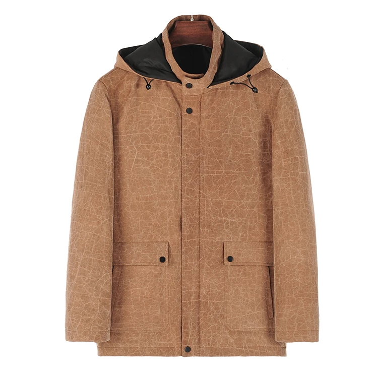 88893 男士立领连帽外套(棉衣) 桑蚕丝龟裂纹新中式复古休闲上衣