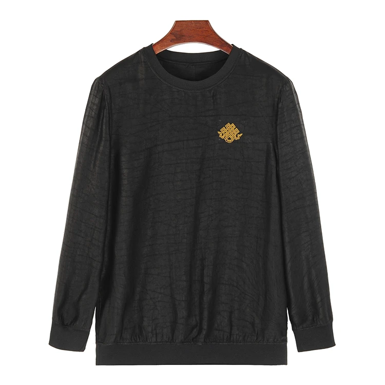 88652 男士中国结绣花卫衣双面穿桑蚕丝龟裂纹香云纱秋季男上衣