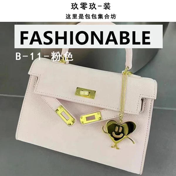 新款真皮单肩斜跨包凯莉包