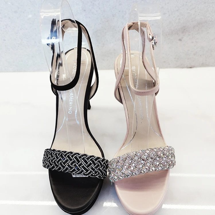 Roberta诺贝达女鞋夏新款水钻一字带防水台高跟凉鞋RM227222