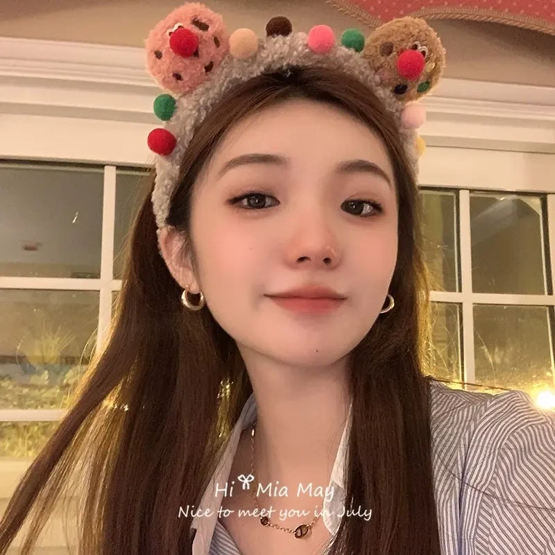 2023年新款秋冬毛绒发箍卡通可爱小丑洗脸发卡敷面膜化妆头箍