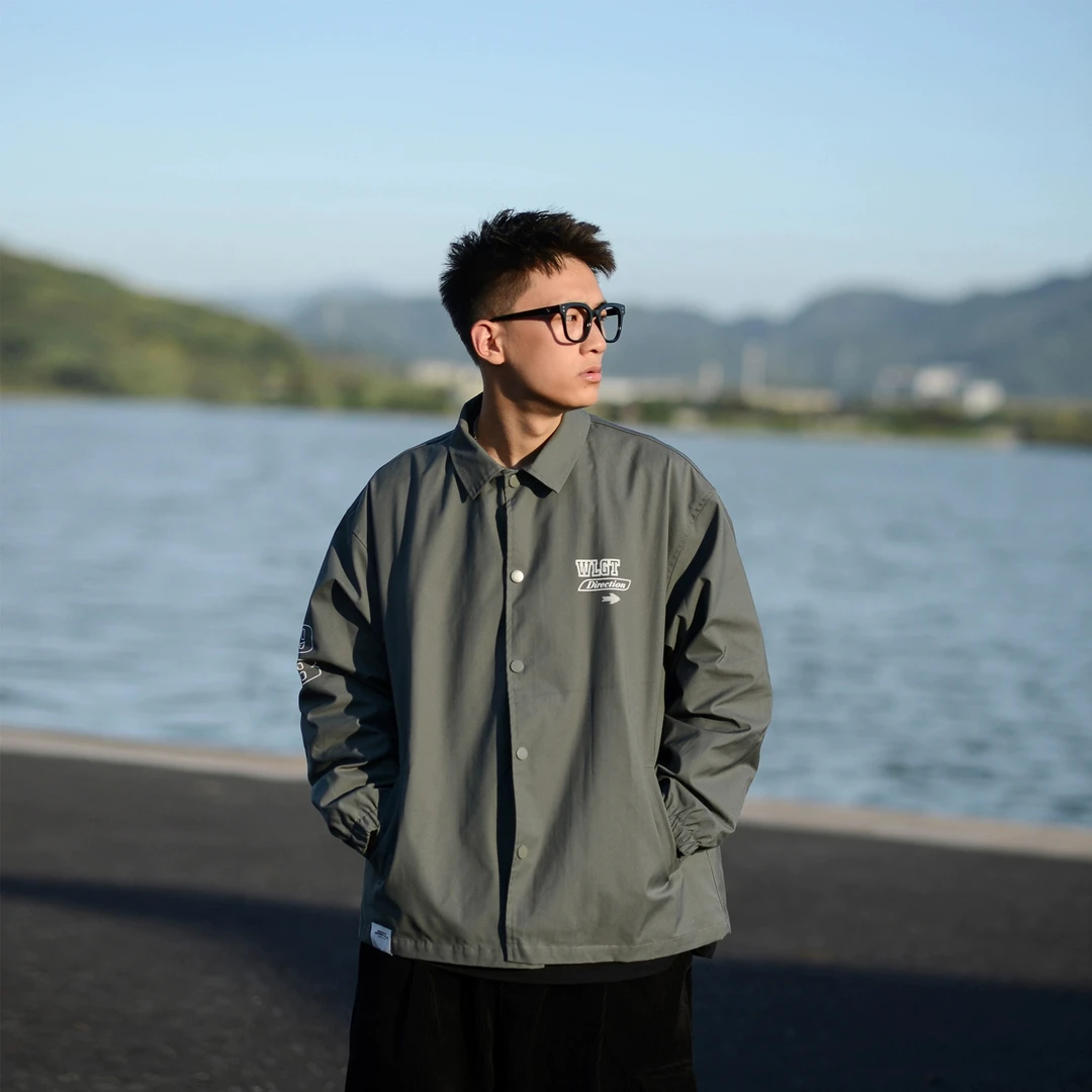 nonghao潮牌翻领字母春季教练夹克男女宽松百搭情侣薄款外套J1760