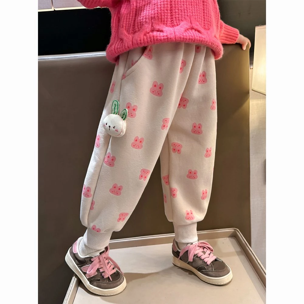 女童加绒裤子秋冬季儿童加厚保暖裤时髦小女孩长裤洋气宝宝冬装