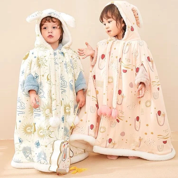 婴儿披风斗篷外出披风长款宝宝防风衣外出棉服秋冬挡风外套披坎肩
