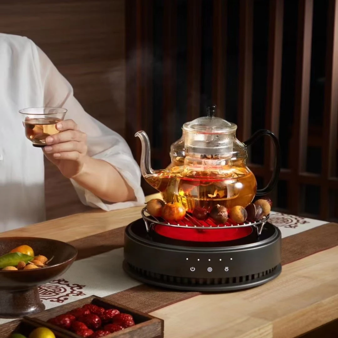 德茗堂猫眼四代PLUS升级1500w电陶炉高硼硅耐高温烟灰煮茶壶套装