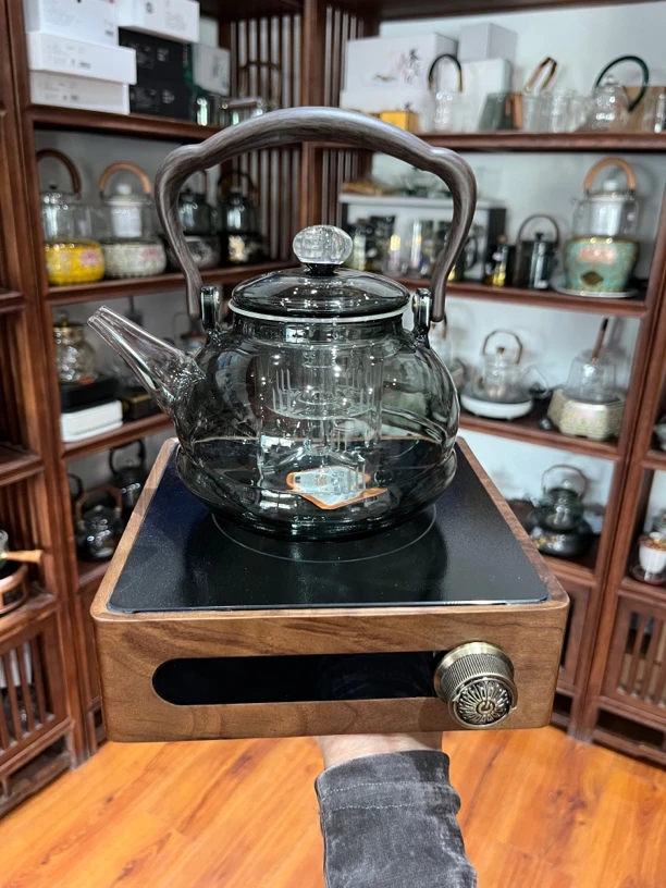 简造胡桃木外壳1500w 烟灰养生壶水壶四代蒸煮一体壶套装