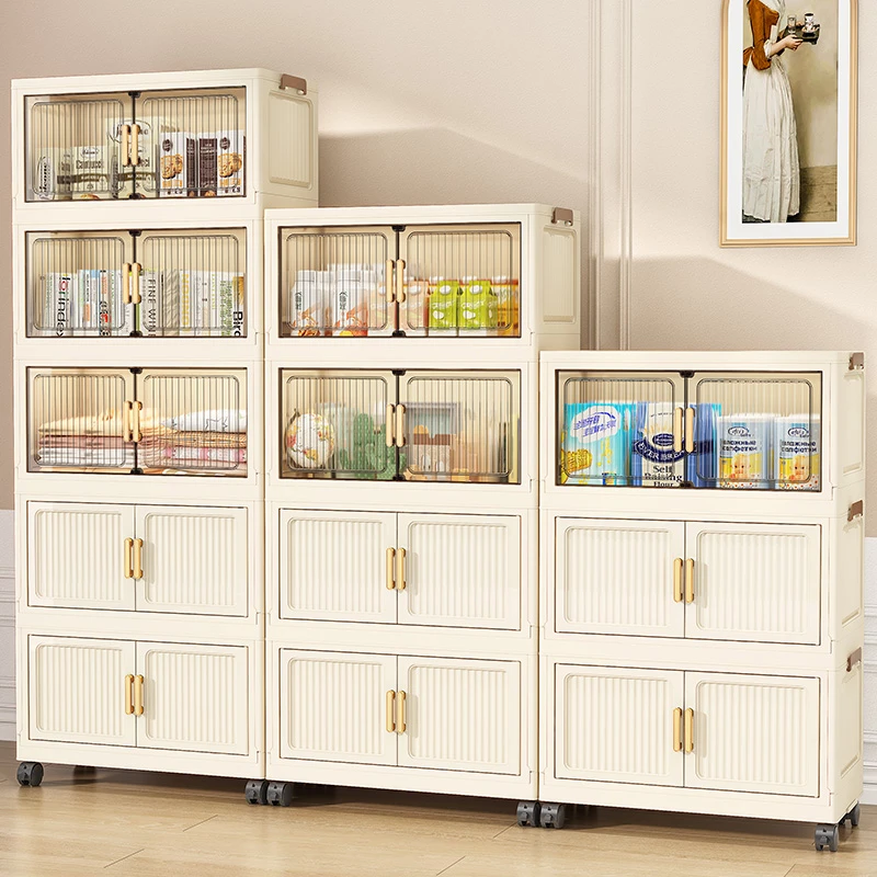 【60面宽四层】居家好物 家用免安装折叠收纳柜客厅卧室双开门储物