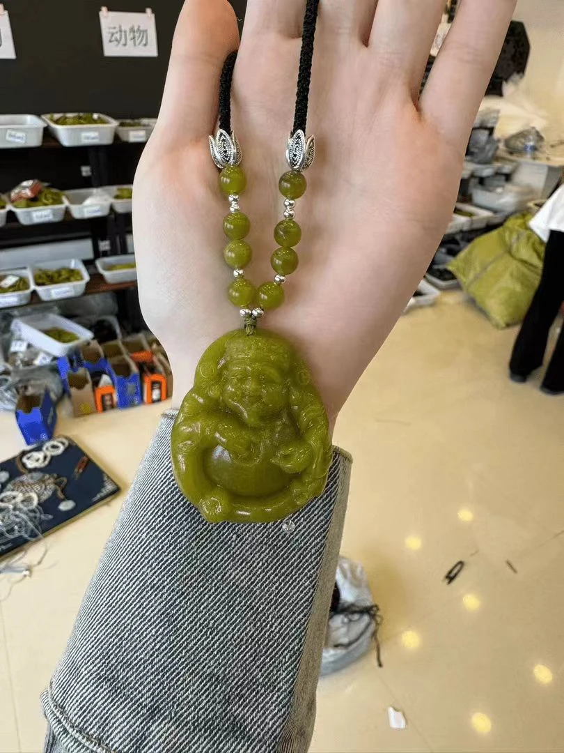 黄金玉精美小财神【半珠链】