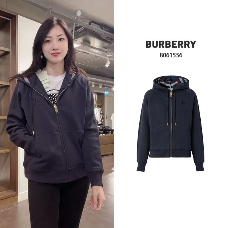 全新未使用 BURBERRY/博柏利 格纹内衬抽绳连帽卫衣女款 8061556