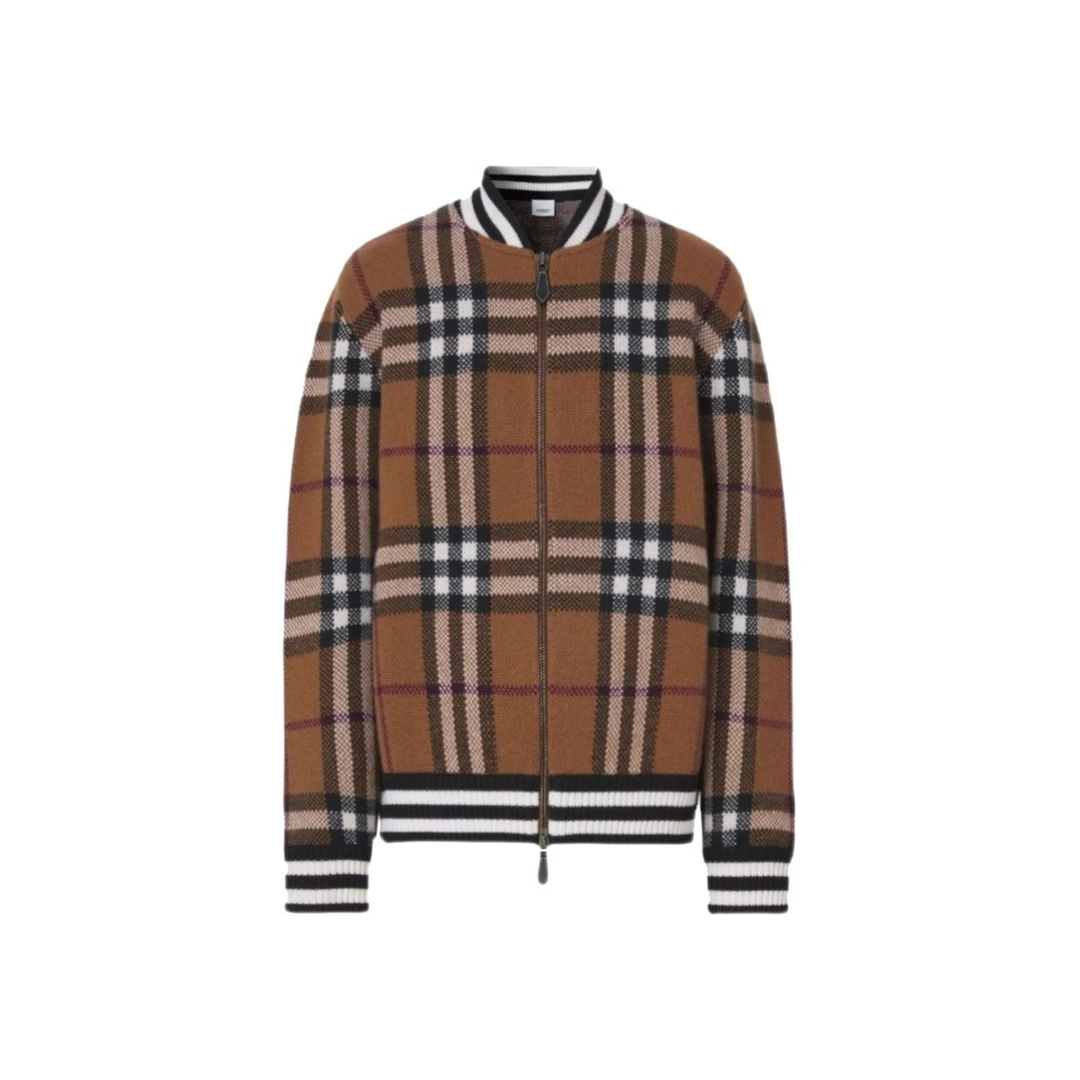 全新未使用 BURBERRY/博柏利 秋冬格纹羊绒休闲夹克C仓 8050765