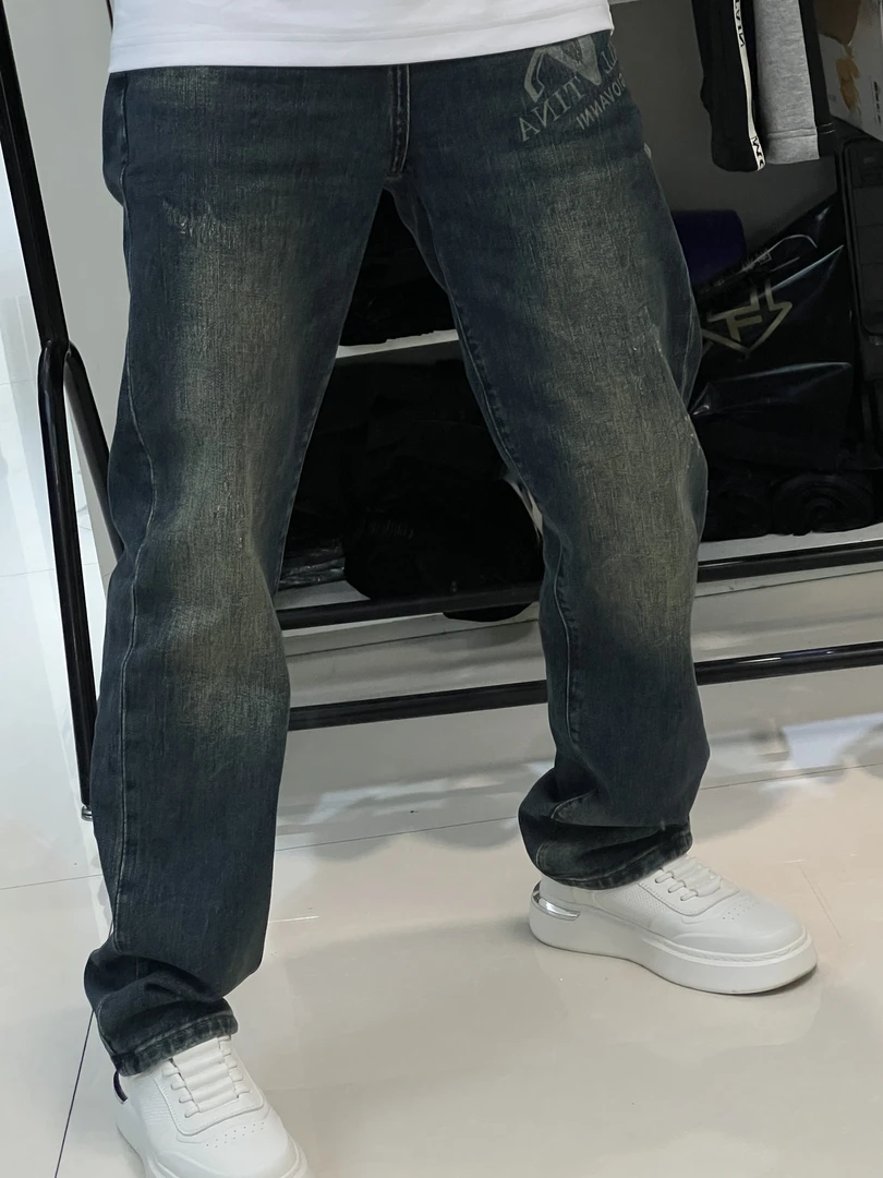 2025秋季新款男士字母提花直筒牛仔裤6622