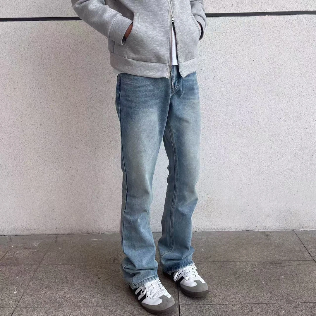 "Aim At Heart"Cleanfit磨边517微喇牛仔裤水洗做旧vintage长裤子