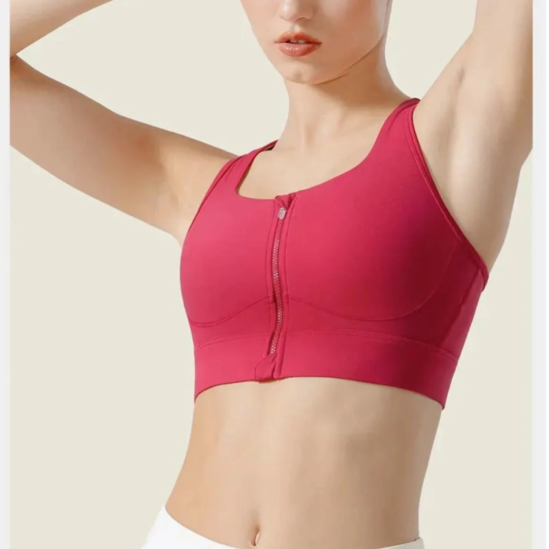 高强度前拉链运动内衣跑步瑜伽文胸一体式半固定杯健身背心60112