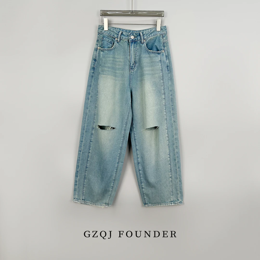 广州琴姐【九分弯刀裤】复古百搭宽松显瘦牛仔裤G8013 8013