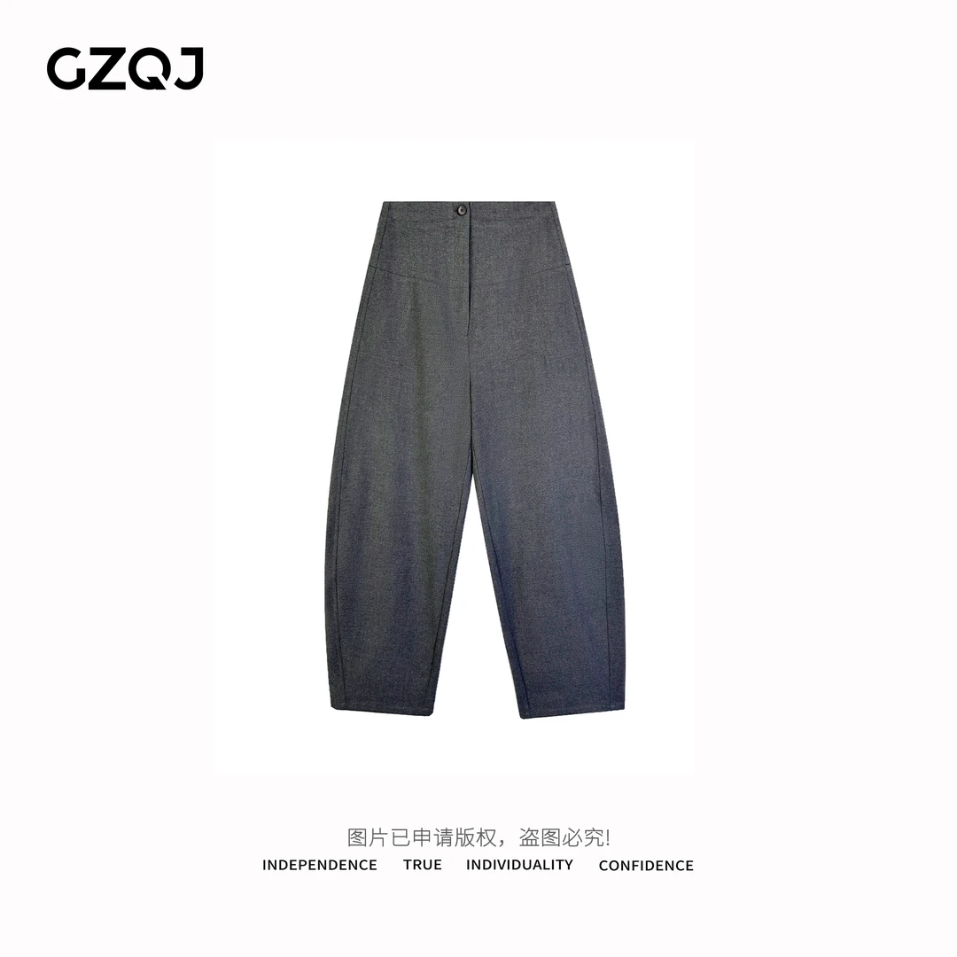 GZQJ【修腿神裤】 设计感直筒时尚百搭高腰复古秋冬休闲西裤女 2173