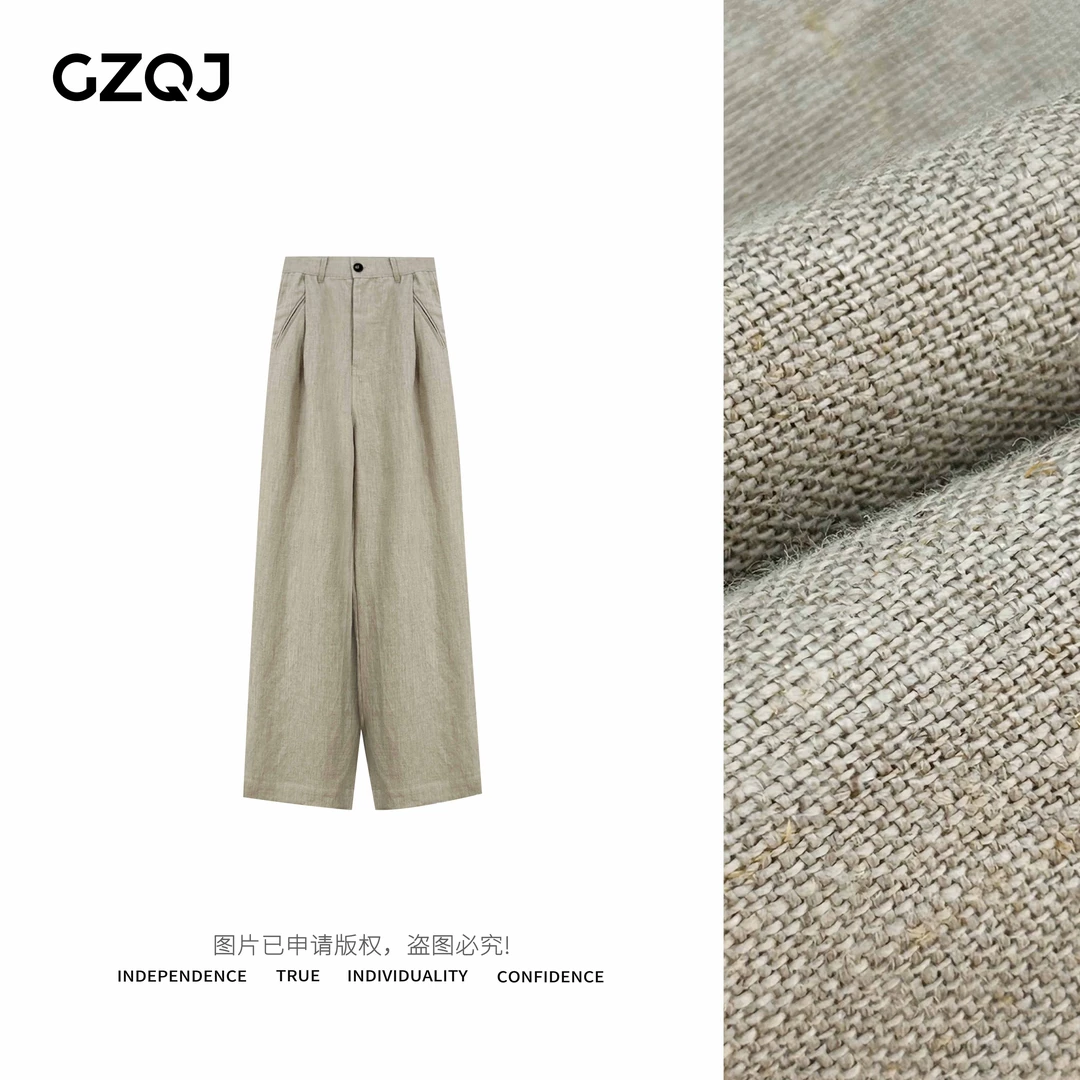 老琴私服【入夏私语】100亚麻！春夏新款休闲百搭阔腿长裤女80511