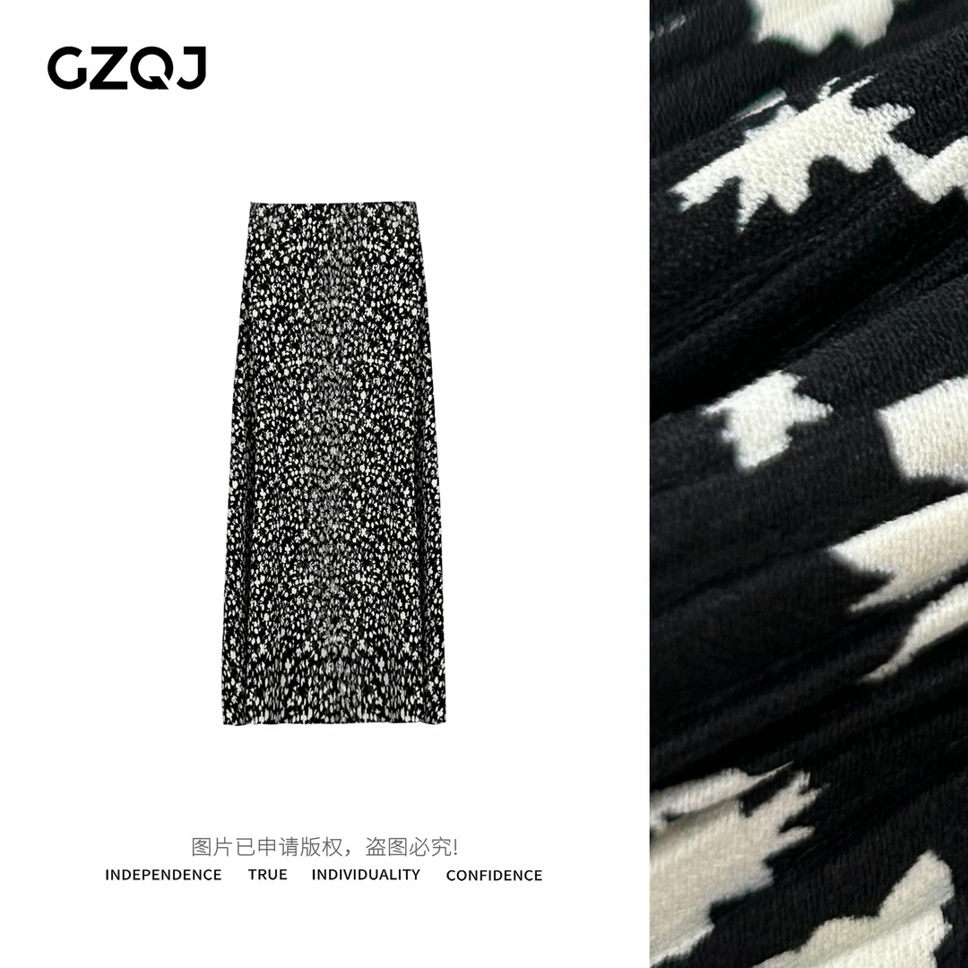GZQJ【护花使者】可裁剪小众设计高腰显瘦碎花中长款半身裙夏3313