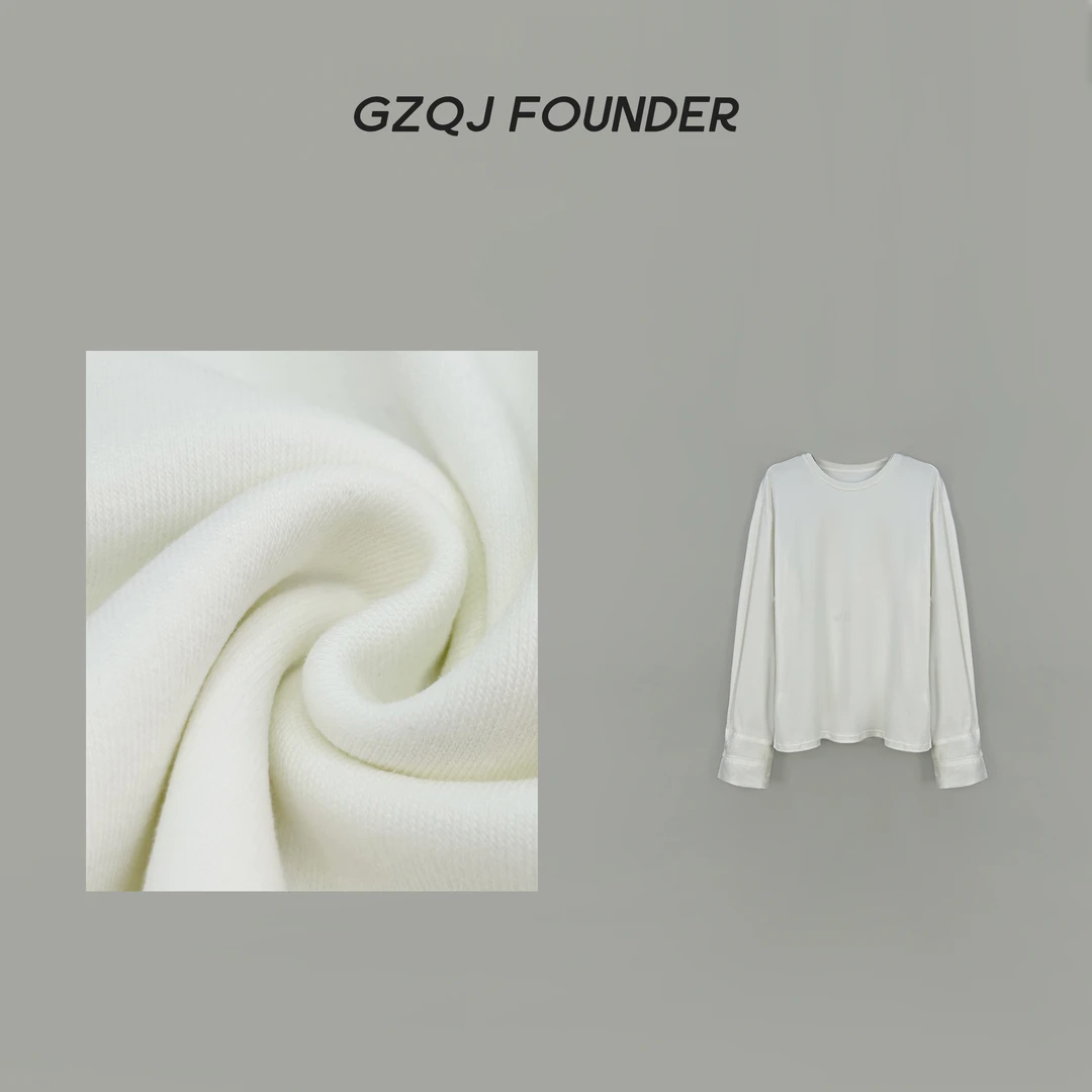 老琴私服【白日清欢】小众设计感圆领宽松长袖百搭T恤 5124