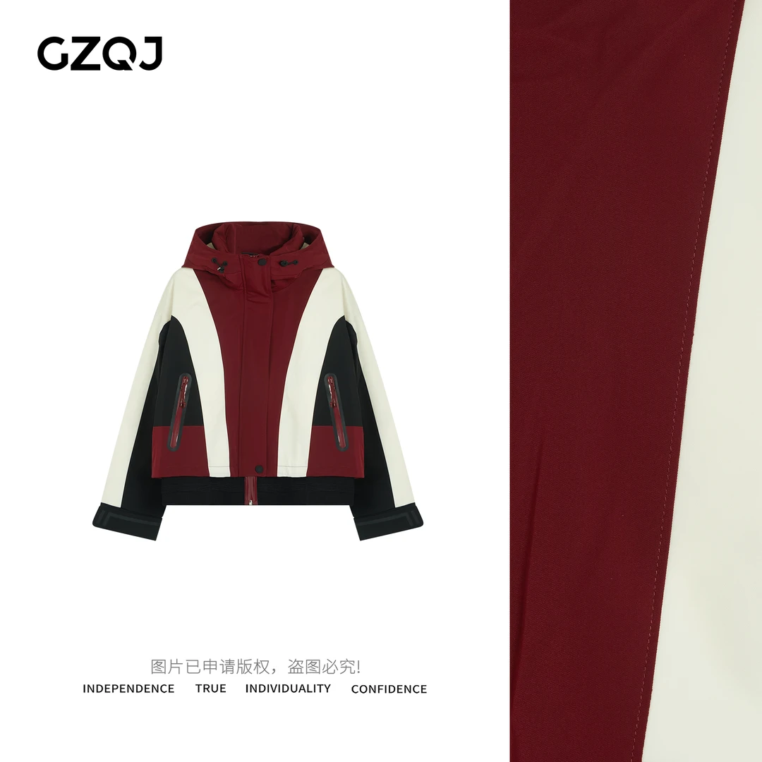 老琴私服【经典碰撞】时尚休闲连帽冲锋衣羽绒服外套女冬98686