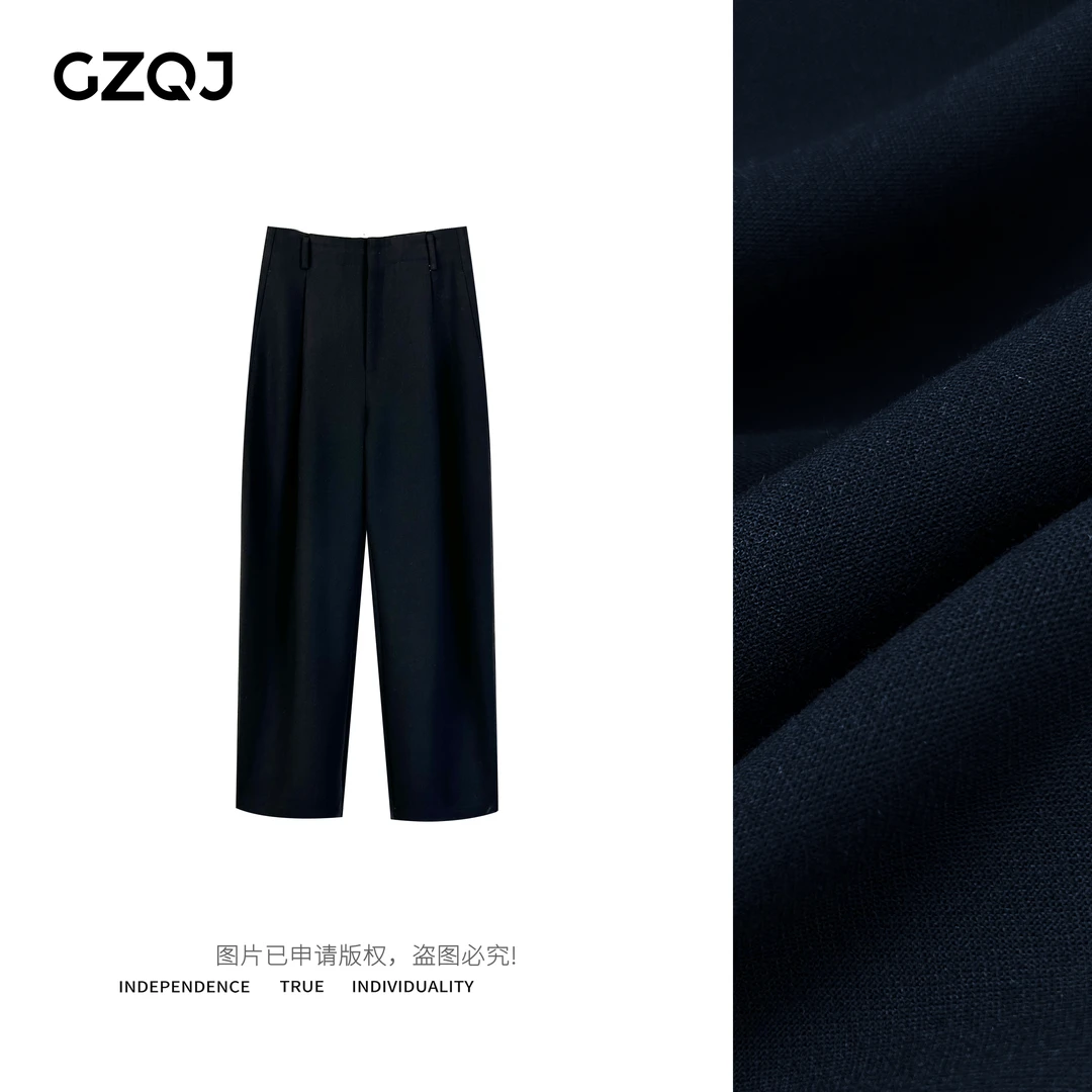 GZQJ  【梦想西裤】时尚高腰显瘦西装裤女秋垂感宽松直筒裤子 35884