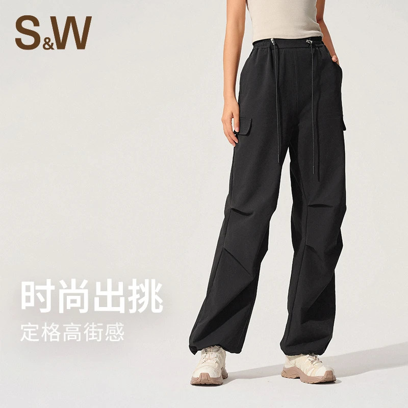 SW速惟 运动休闲工装风高腰直筒时尚防风防泼水长裤 6149