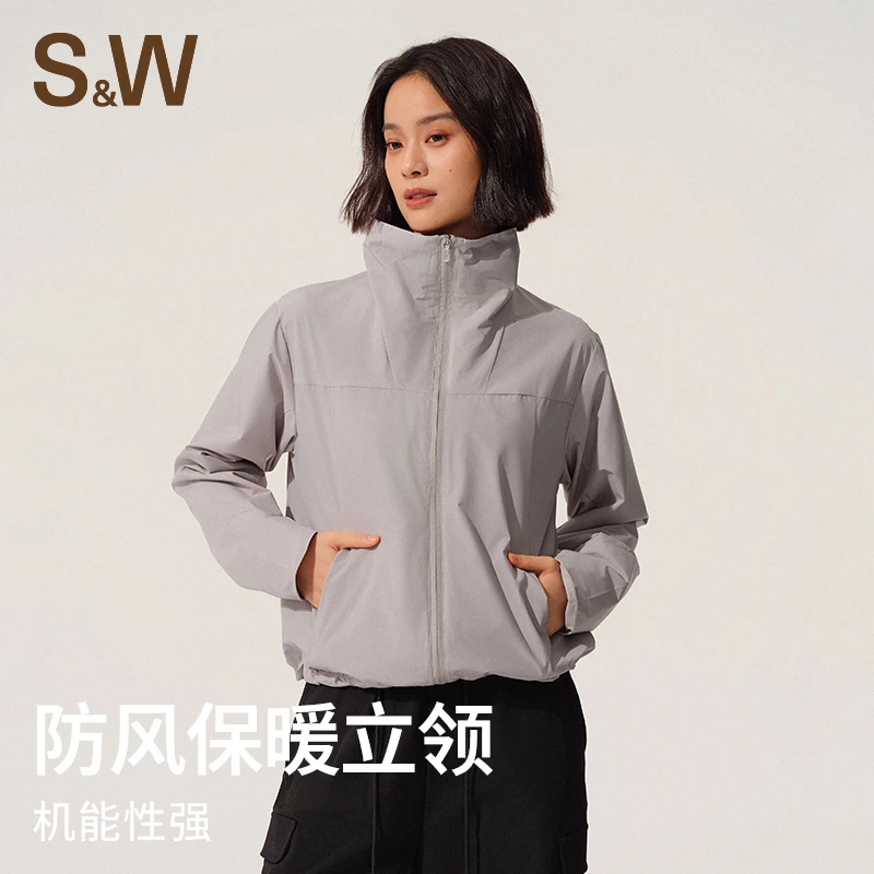 SW速惟 户外轻夹克运动休闲立领防风透气轻盈外套风衣女 1163