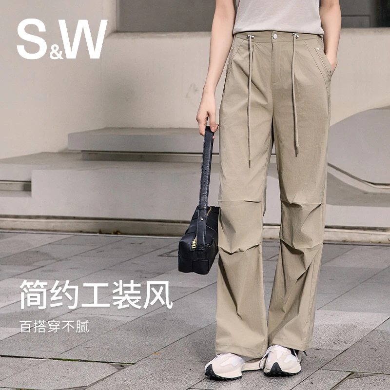 SW速惟 【自播】夏季高腰工装裤运动休闲长裤宽松显瘦休闲裤 6132