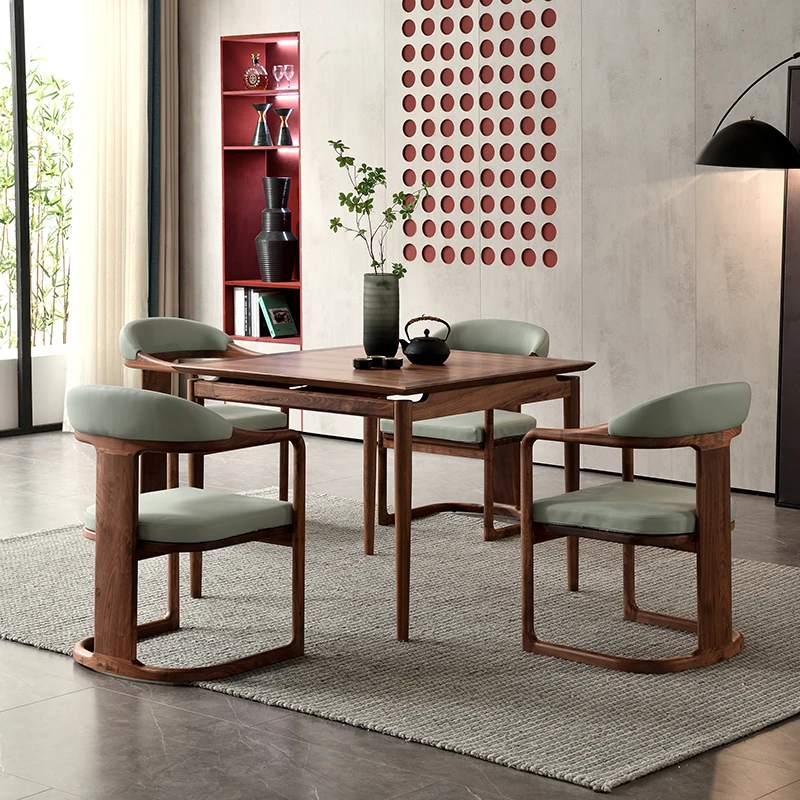 苏木轩新中式实木方桌北美黑胡桃木棋牌桌现代简约休闲小方桌YZ79