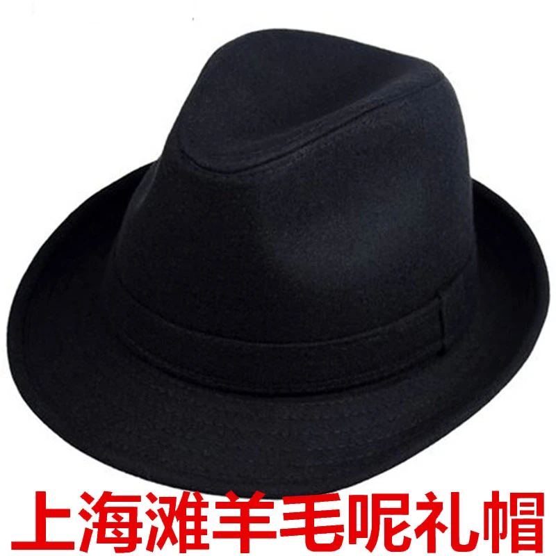 老人帽子男冬季羊毛呢礼帽加厚秋冬天中老年爸爸保暖爵士帽爷爷帽
