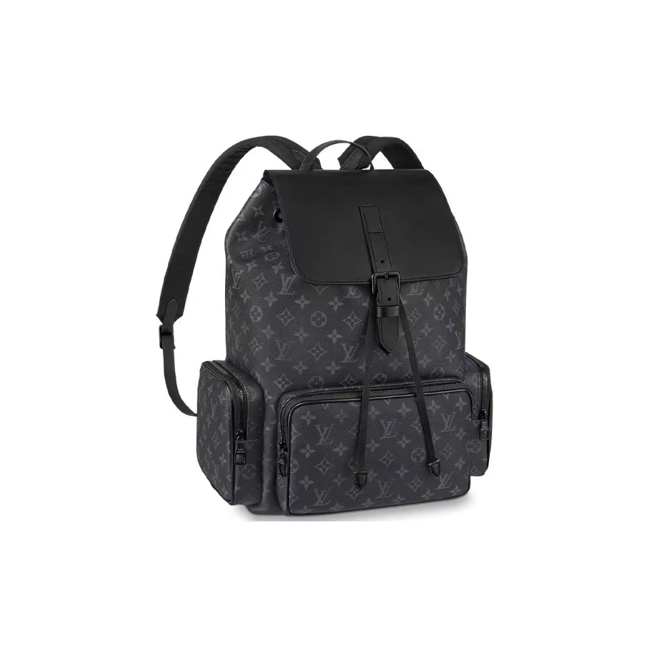 99新 LouisVuitton/路易威登 Trio新款黑老花满印/双肩包