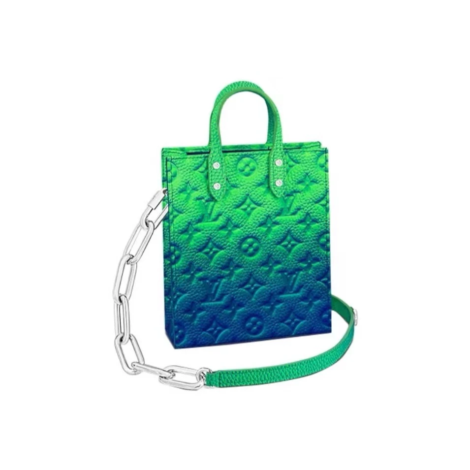 99新 LouisVuitton/路易威登 Virgil秀款蓝绿渐变琴谱手提斜挎包