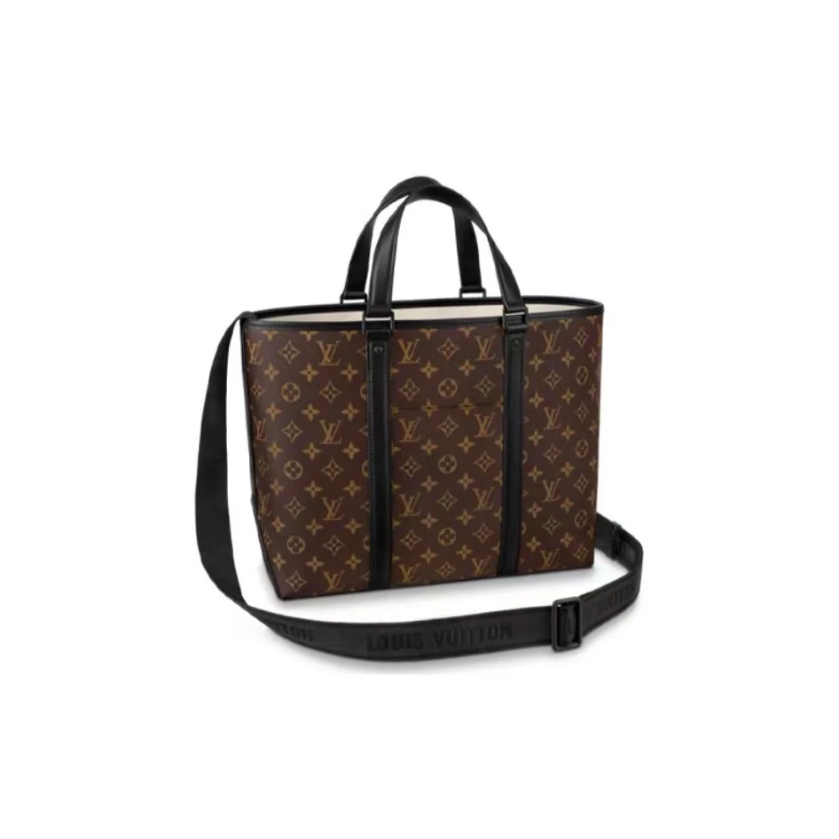 99新 LouisVuitton/路易威登 Week-end棕老花满印托特包斜挎包